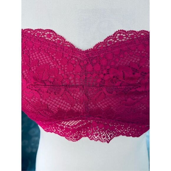 Intimately Free People Women's M Strapless Lace Bandeau Bralette Burgundy Red - Picture 9 of 12